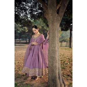 Vestido de noche de trabajo de secuencia de bordado pesado completo con Pent y Dupatta para ropa de fiesta - Product Image 2