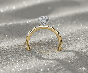 Anillo de Compromiso con Diamante Cultivado en Laboratorio, Oro de 14K, Corte Redondo, Halo Oculto, Piedras Laterales, Fabricante de Joyería Personalizada OEM - Product Image 4