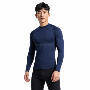 Men Performance Fit <b>Base</b> <b>Layer</b> Shirt Full Sleeve Quick Dry Breathable Compression Eco-Friendly Sports Top Dark <b>Blue</b> - Product Image 1