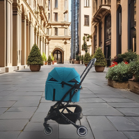 Poussette pour chien pliable légère et confortable à 4 roues en aluminium, amortisseurs, pliage à une main, capacité de charge de 20 kg, brevetée