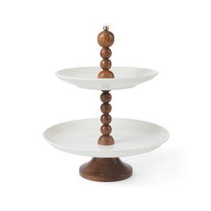 wholesale price Wood <b>Cake</b> <b>Stand</b> With Chrome Base Reusable Dessert Display For Kitchen Wedding latest wood <b>cake</b> <b>stand</b> - Product Image 3