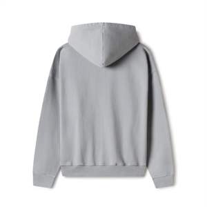 Sweat à capuche gris zippé pour homme, 100 % coton molletonné, coupe classique, couleur unie, décontracté, pour l'automne - Product Image 3