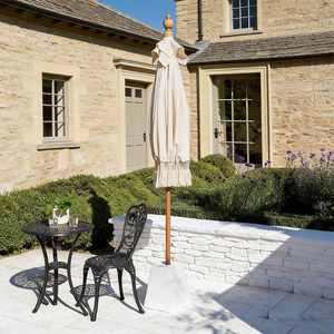 <span class=keywords><strong>Parasol</strong></span> <span class=keywords><strong>Balinais</strong></span> Sculpté en Bois Massif Monobloc avec Pompon en Macramé Fait Main pour Patio, Jardin et Décoration de Mariage - Product Image 2