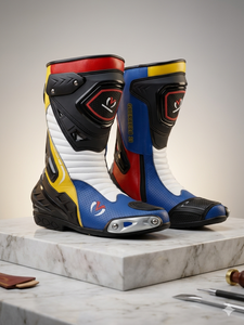 Bottes de moto pour homme et femme, mi-mollet, en PU, fermeture éclair, résistantes à l'abrasion, semelle en caoutchouc, couleur unie, style motard - Product Image 4