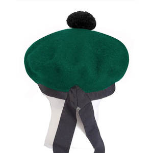 Gorro Balmoral Verde y Negro Liso con Pompón, Gorro de Lana Balmoral, Sombrero Tradicional de Piper, Sombrero Escocés al por Mayor - Product Image 4