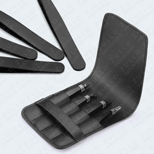 4PCS Black Coated Eyebrow Tweezers Set Pointed Square Slant Angled Tip <b>Makeup</b> <b>Tools</b> with PU Leather Pouch OEM - Product Image 5