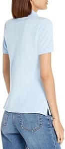 Camiseta Polo de Punto de Manga Corta Azul Claro para Mujer, Lisa, Informal, de Longitud Regular, Teñida, Fabricación Personalizada - Product Image 3