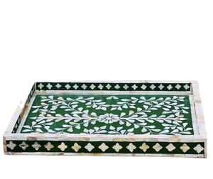 Bandeja de Servicio Rectangular Ecológica con Incrustaciones de Nácar, Estilo Árabe, para Hogar, Hotel, Bodas, Eid, Ramadán - Product Image 1