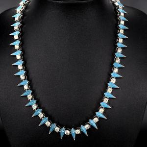 Women's S925 Silver Rhodium Plated Moissanite Spike <b>Statement</b> <b>Necklace</b> Triangle Cut Claw Setting Luxury Party Jewelry - Product Image 6