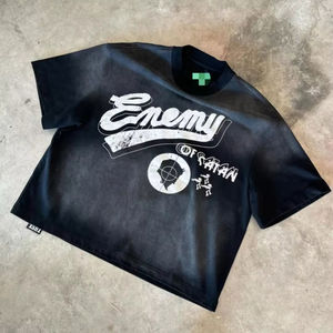 Camiseta Vintage con Logotipo Personalizado OEM, 100% Algodón, Impresión por Serigrafía, Lavado a la Piedra, Camiseta Hip Hop para Hombre - Product Image 1