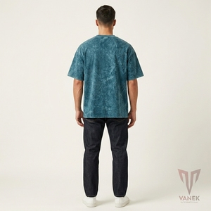 T-shirt oversize tie-dye pour homme, manches courtes, col rond, jersey décontracté en coton, motif uni, coupe classique - Product Image 5