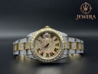 Montre de luxe de qualité supérieure en acier inoxydable or et argent, avec verre et détails en diamant véritable, mouvement automatique mécanique