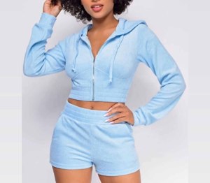 ชุดวอร์มผู้หญิงแบบสองชิ้น เสื้อแขนยาวแบบซิปครึ่งตัวและกางเกงวอร์มเอวยางยืดมีเชือกผูก - Product Image 5