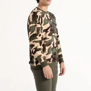 Sweat-shirts personnalisés pour hommes, camouflage woodland, poche cargo, streetwear, vente en gros, coton épais, coupe oversize - Product Image 2