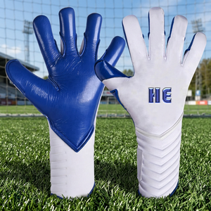 Gants de gardien de but en néoprène blanc de qualité supérieure, très demandés, avec latex allemand de 4 mm, sangle élastique et coupe hybride - Product Image 2