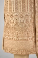 Sherwani Imperial Gold Taj Heritage, finition Divine Touch, or métallisé, avec broderie de perles en cuivre antique, pour costume de marié de mariage