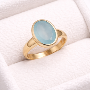 Natural Blue Onyx <b>Ring</b> Brass <b>Gold</b> Plated Bezel <b>Set</b> Handmade Oval Gemstone <b>Ring</b> for Women Wholesale - Product Image 2