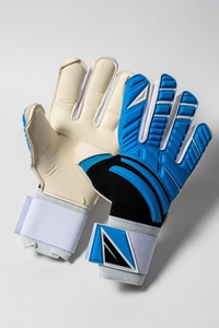 Gants de gardien de but de football de qualité supérieure, rouge et bleu, en cuir PU, à doigts entiers, antidérapants, respirants, avec sangle de poignet réglable, unisexe - Product Image 2