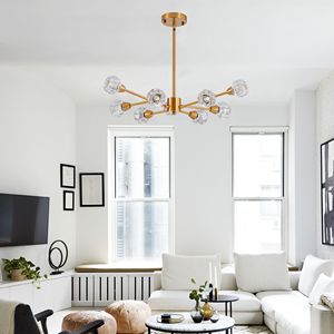 Lampadario Moderno a 9 Luci in Cristallo Dorato per Soggiorno, Camera da Letto, Sala da Pranzo, Cucina, Lampade a Sospensione per Tavolo - Product Image 2