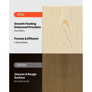 Potente Pialla da Banco per Legno da 2000W, 23500 RPM, a Doppia Lama e Tre Lame, con Piano di Lavoro da 13 Pollici, a Due Velocità, per Spessori Elevati - Product Image 3