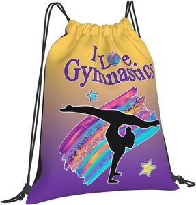 Sac à dos à cordon Waseem Impex I Love Gymnastics avec motif silhouette et dégradé arc-en-ciel pour les passionnés - Product Image 2
