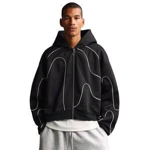 Vente en gros Sweat à capuche zippé oversize en mélange de coton, finition délavée, polaire de poids moyen, passepoil contrastant, manches longues - Product Image 1