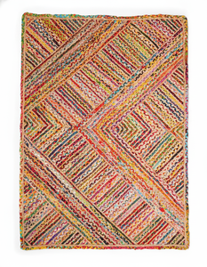 Tapis en jute tressé à la main, tissu recyclé, motif chevron, vente en gros pour salon, chambre, décoration intérieure - Product Image 1