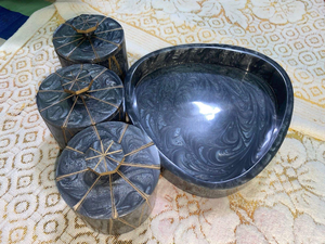 Juego de Jarrones Decorativos de Resina de Lujo y Bandeja, Tazón de Resina Premium, Diseño Único, Decoración de Mesa, Utensilios de Cocina, Alimentos - Product Image 6