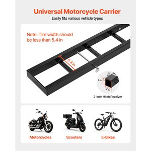 Portamotos de Acero Reforzado, Capacidad de 500 Libras, Soporte de Enganche de 47 Pulgadas con Correas de Trinquete y Estabilizador para Scooters y ATVs - Product Image 6