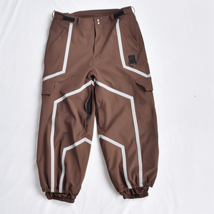 Pantalones de Esquí Unisex Marrones Impermeables de Talla Grande con Diseño de Rayas Blancas, Puños Elásticos, Bolsillos Tipo Cargo, Secado Rápido para Adultos al Aire Libre - Product Image 1