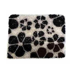 Monedero con Cuentas de Flores Hippies, Negro sobre Plata, con Cierre de Cremallera, Mini Bolsa de Ahorro, Perfecta para Llevar Llaves, Tarjetas y Efectivo - Product Image 1