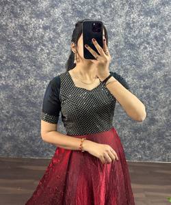 Kurti moderne Fendi brodé avec sequins et dupatta, tenue de fête, prix de gros, vêtement ethnique, coton multicolore - Product Image 2