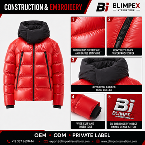 OEM Custom Mens Streetwear High Gloss <b>Waterproof</b> Eco-Friendly Puffer Jacket Oversized <b>Padded</b> Hood Winter <b>Coat</b> Custom Logo Direct - Product Image 2