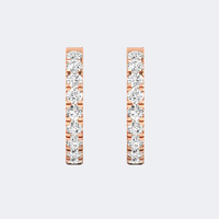 Boucles d'oreilles créoles pavées de diamants ronds 3.65CTW, couleur E-F, qualité VVS2, or, diamants de laboratoire, éclat intérieur-extérieur, bijoux pour femme, paire