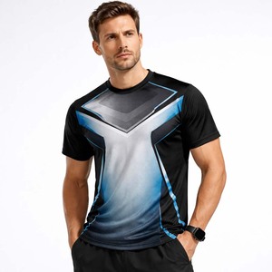 T-shirt de sport pour homme à sublimation, séchage rapide, respirant, pour la gym, la course à pied, athlétique, design personnalisé - Product Image 3
