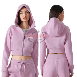 Sudadera con Capucha y Cremallera para Mujer, de Forro Polar, Color Sólido, Tejida, Manga Larga, Transpirable, Impermeable, para Invierno, con Logotipo Frontal - Product Image 6