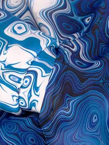 Blue <b>White</b> Abstract Marble Pattern Printed Pullover Hooded <b>Sweatshirt</b> with Drawstring and Casual Style - Product Image 3
