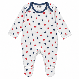 RKG Mono unisex para bebé de 3/6 meses, de algodón con estampado de estrellas, mono de manga larga con pies cubiertos - Product Image 1
