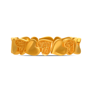Anillo de Lujo con Triple Corazón Texturizado en Tono Dorado para Mujer, Anillo con Corazones en Armonía Texturizados en Oro - Product Image 3