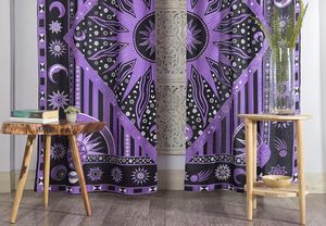 Cortinas de Ventana con Diseño de Mandala Hippie y Sol Indio, Estilo Bohemio Gitano, con Estampado de Sol y Luna, para Dormitorio, Sala de Estar, Balcón, Color Morado - Product Image 3