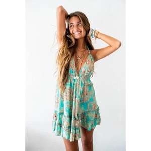 เดรสยาวสไตล์โบฮีเมียน ผ้าธรรมชาติ ทำมือ ดีไซน์ทันสมัย สวยเก๋แบบง่ายๆ เป็นมิตรต่อสิ่งแวดล้อม เนื้อผ้าระบายอากาศดี คอวีลึก สวมใส่สบาย - Product Image 6