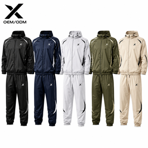 Ensemble de sport et d'entraînement pour homme X Sports City, coupe-vent à capuche, style sportif, fermeture éclair en polyester, vêtements d'automne - Product Image 1