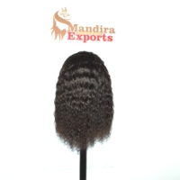 Perruque bouclée en cheveux humains indiens Remy non traités de qualité supérieure, avec dentelle HD, noir naturel, extensions à double trame fabriquées à la machine, vente en gros