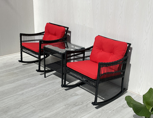 RK00065 Ensemble de mobilier de jardin 3 pièces de style moderne de haute qualité, chaise à bascule en osier avec structure en acier trempé pour villa et hôtel - Product Image 2