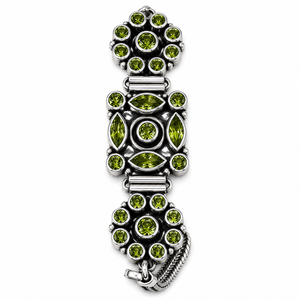Bracelet en argent oxydé avec perles et zircone cubique sertie clos, design floral géométrique vintage, ethnique, pour mariage, vente en gros pour femmes - Product Image 1