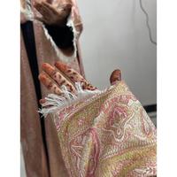 Abaya ouverte de luxe avec châle assorti |   Ensemble Kaftan Brodé Paisley Premium, Modeste, Longueur Cheville, Manches Longues, Toutes Saisons, Sans Coutures