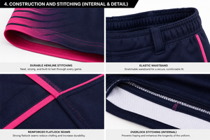Ensemble d'uniformes de softball personnalisés pour femmes Titans, bleu marine et rose, sublimés, anti-humidité, ajustés, manches courtes, toutes saisons, adulte - Product Image 4