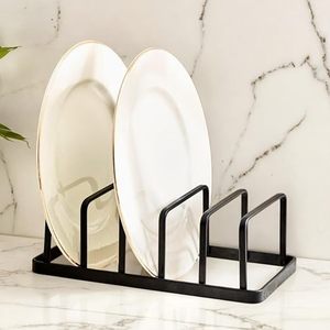 Minimalist Metal <b>Plate</b> Rack <b>Standing</b> Type Rectangular Single Tier Durable Kitchen Storage Holder for Tableware - Product Image 1