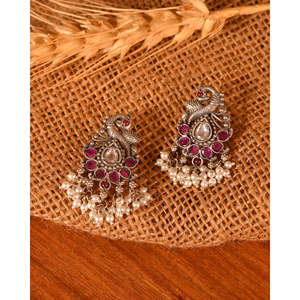 Pendientes Étnicos Finos Meera Jaipur, Plata 925, Accesorios Colgantes - Product Image 2