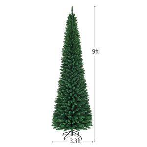 Albero di Natale a Matita Sottile da 2,7 m con 1500 Rami Realistici in PVC e Finitura Floccata, Design Salvaspazio per Angoli Piccoli - Product Image 1